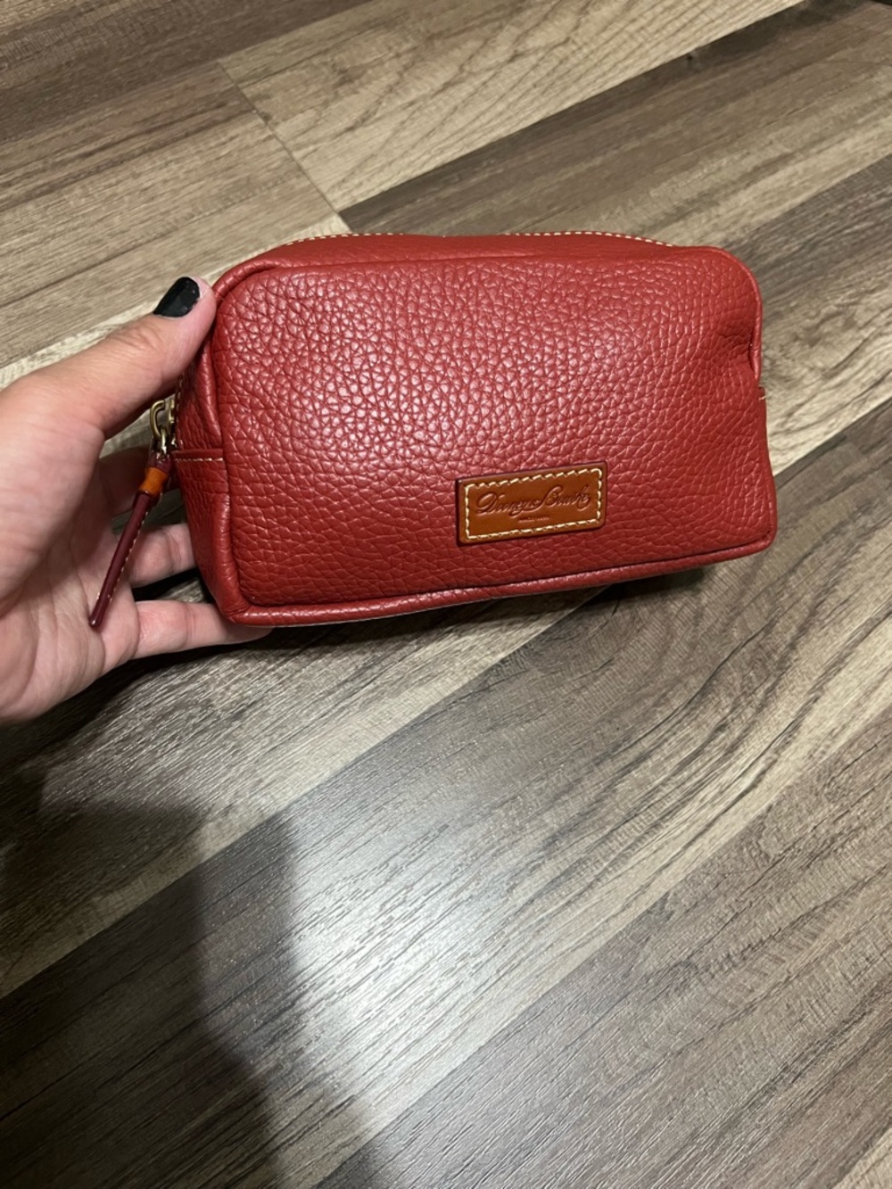 Dooney & Bourke Red Pebbled Leather Zip makeup Pouch